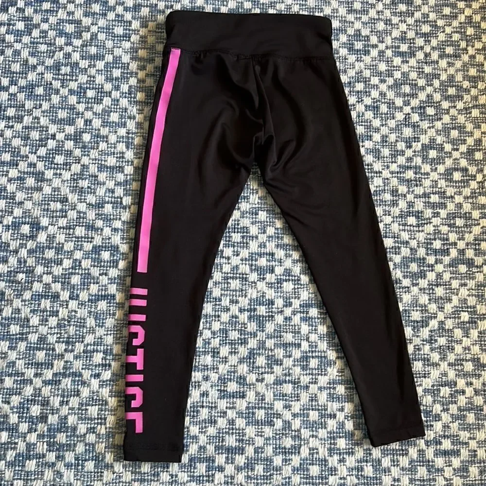 Justice Girls Sz 6 Distressed Black & Pink Leggings